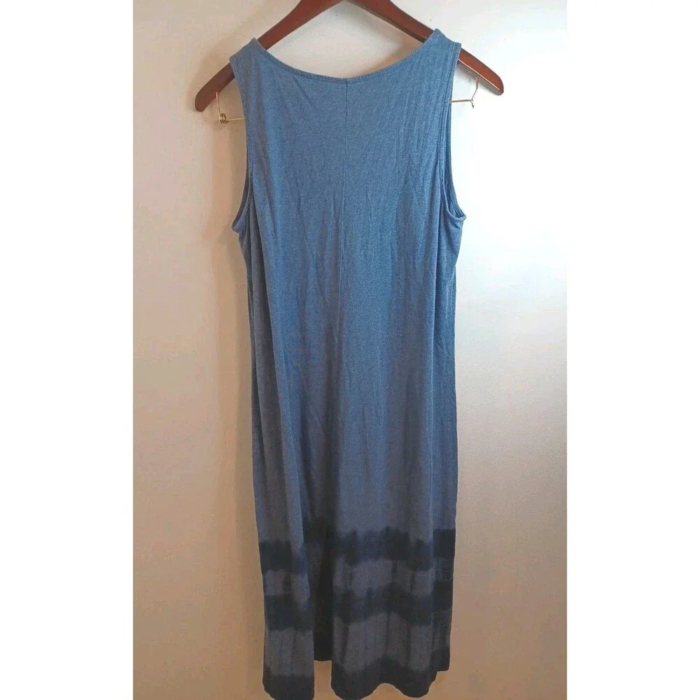 Pure J. Jill Tie Dyed Maxi Dress M Petite Blue Sleeveless Pullover Tank V Neck - Picture 2 of 9